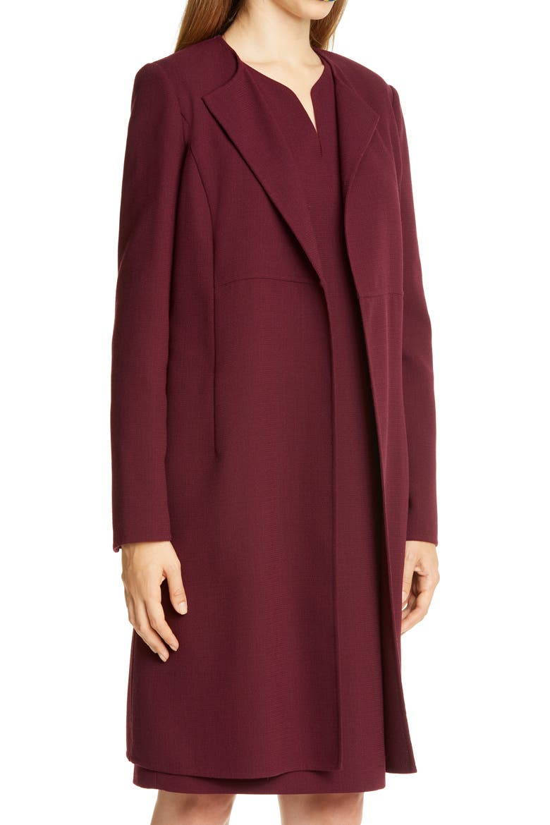 Russo Longline Wool Coat, Alternate, color, CABERNET