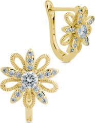 Sterling Forever Ivana Cubic Zirconia Flower Huggie Hoop Earrings