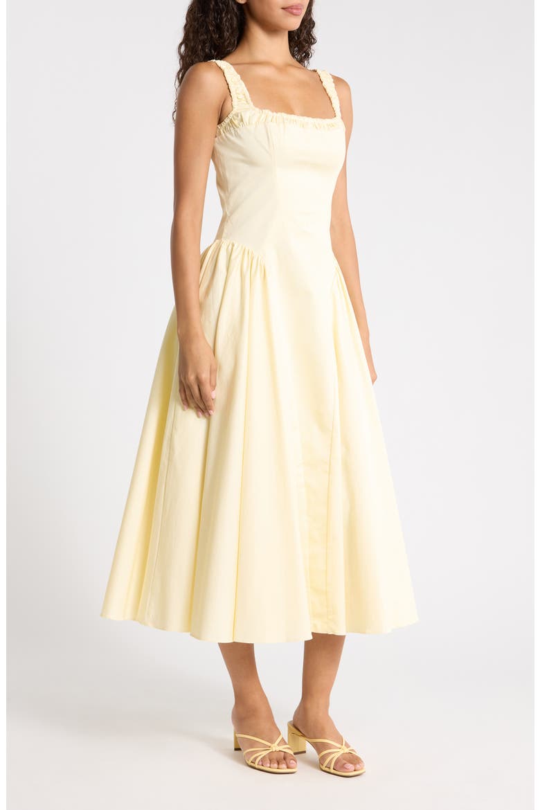 Dorothy Stretch Pima Cotton Cocktail Midi Dress, Alternate, color, LEMON