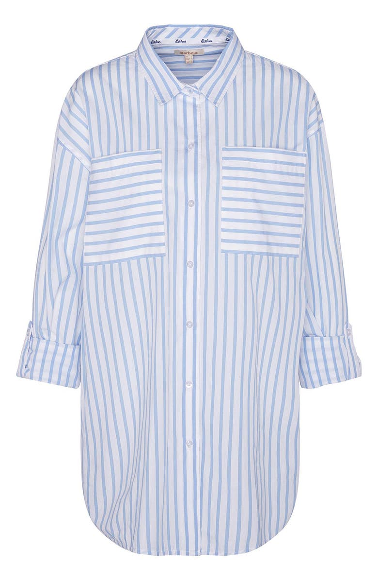 Barbour Nicola Stripe Cotton Button-Up Tunic, Alternate, color, White/ Blue Stripe