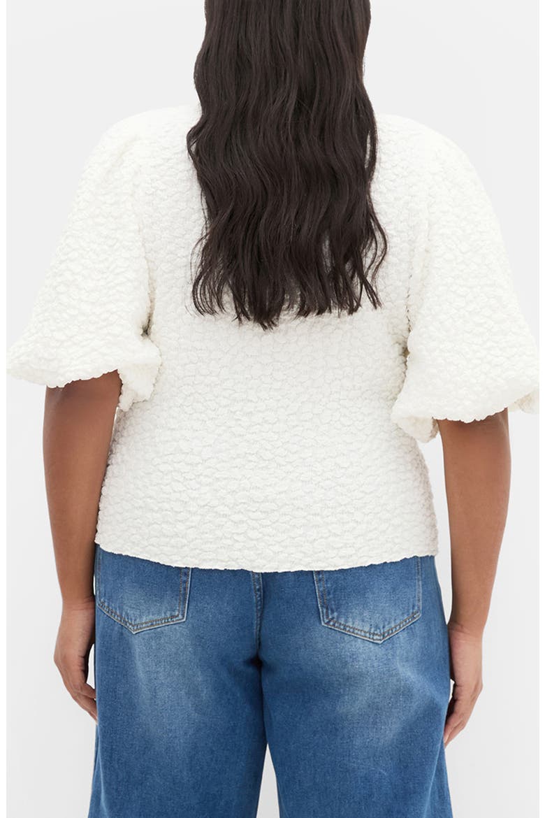 Chrissie Texture Puff Sleeve Top, Alternate, color, IVORY