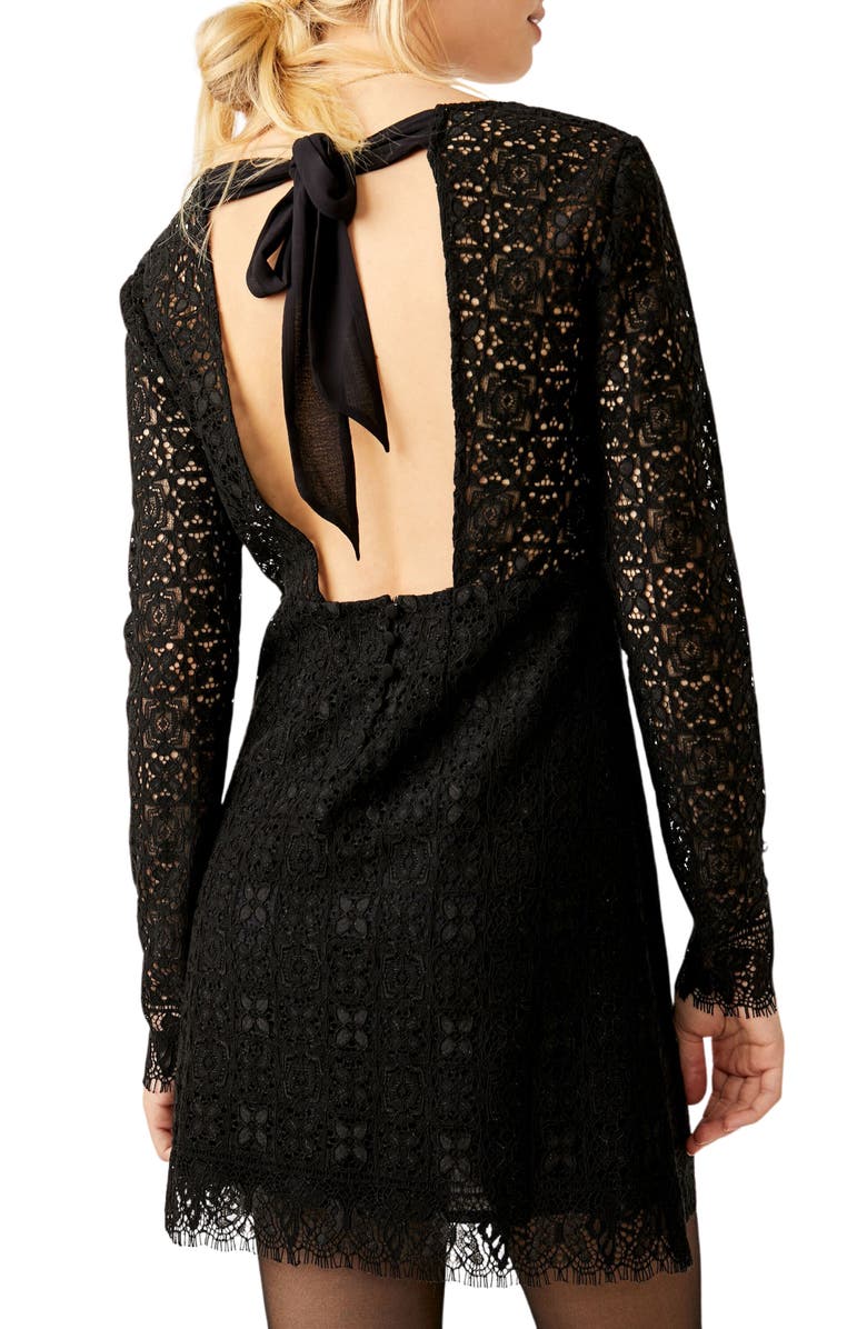 Free People Honey Honey Lace Long Sleeve Minidress, Alternate, color,