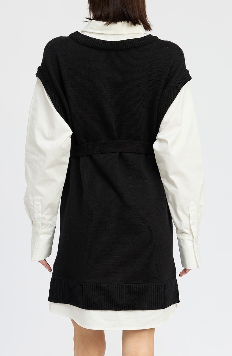 En Saison Bernadette Long Sleeve Layered Minidress, Alternate, color, Black White