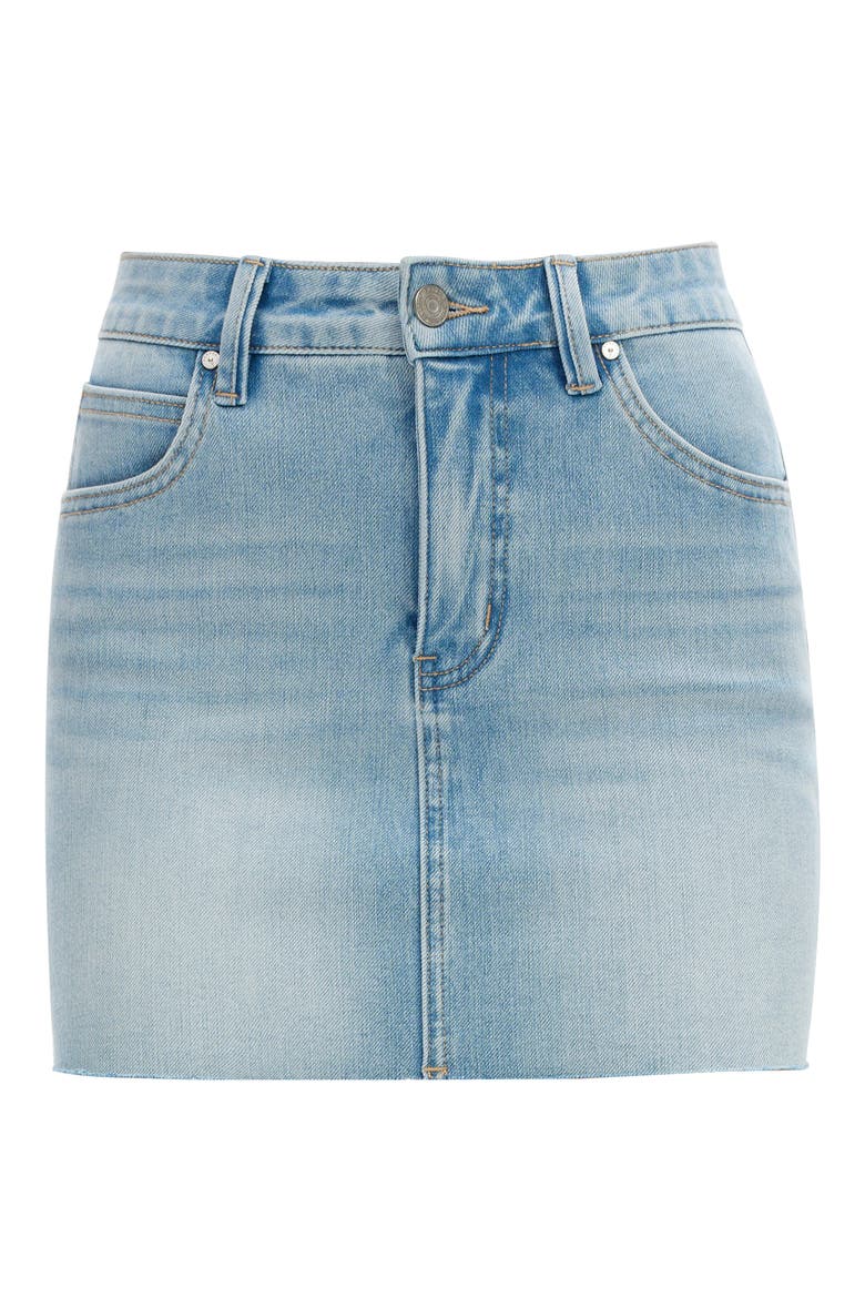 Elowen High Waist Raw Hem Denim Skirt, Alternate, color, LIGHT BLUE
