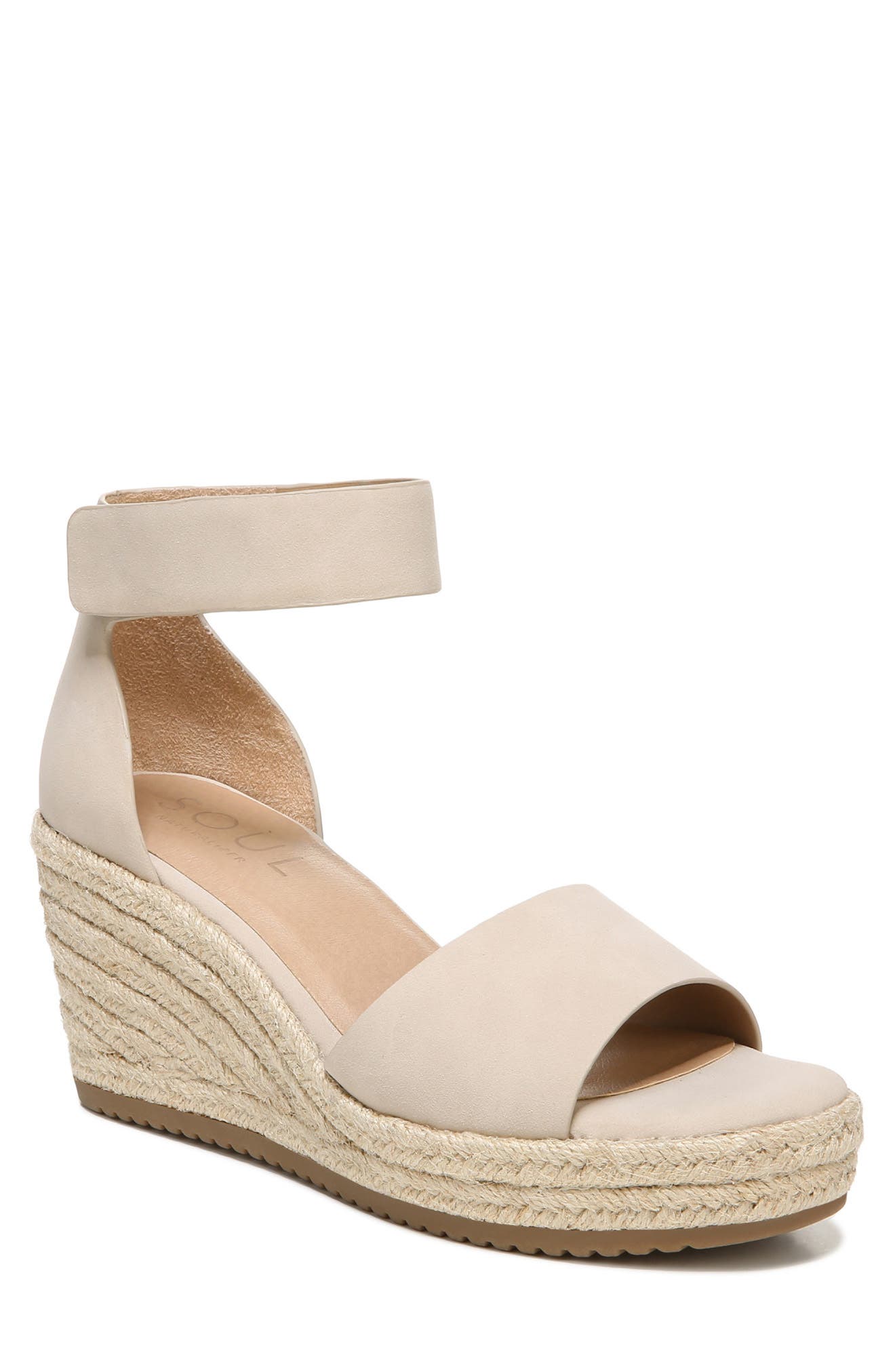 Oakley Ankle Strap Espadrille Wedge Sandal, Alternate, color, PORCELAIN
