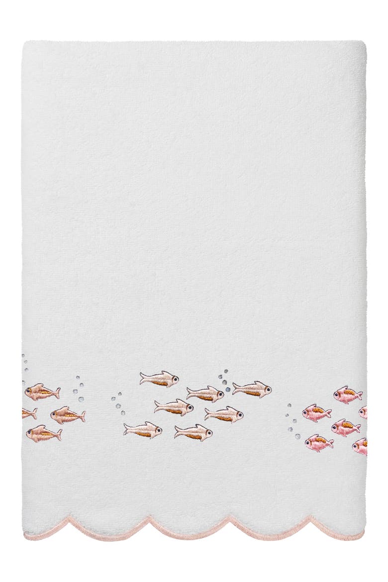 6-Piece Fish School Turkish Cotton Towel Set, Alternate, color, WHITE/ PINK