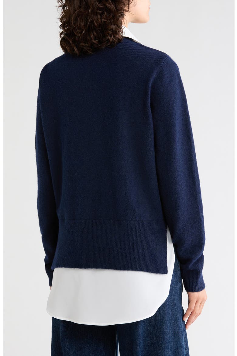 Layered Look V-Neck Sweater, Alternate, color, PITCH NAVY