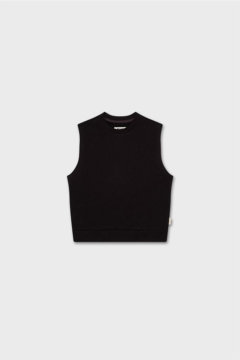 Cotton Sleeveless Sweatshirt, Main, color, Black