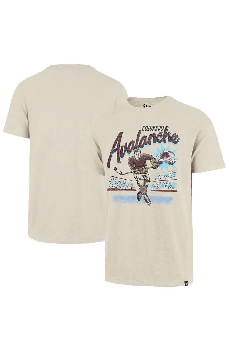 '47 Men's '47  Natural Colorado Avalanche Hockey Player Golden Age Scrum T-Shirt, Main, color, 