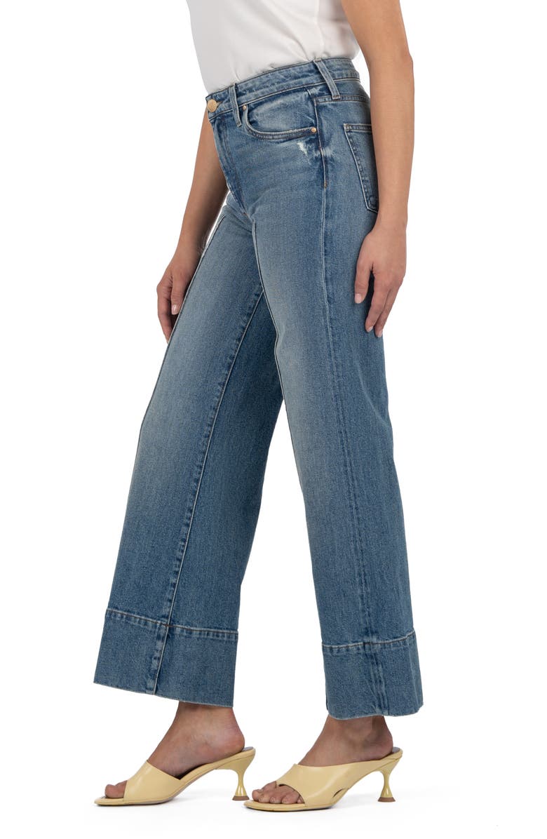 KUT from the Kloth Meg Seamed High Waist Ankle Wide Leg Jeans, Alternate, color, Faith W/Med Bas