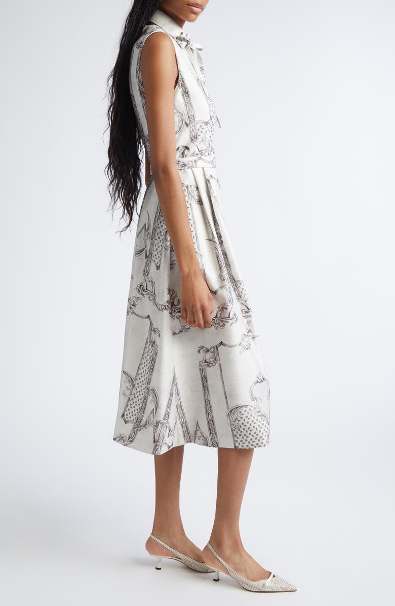 Max Mara Ambuto Print Sleeveless Fit & Flare Dress, Alternate, color, Ivory