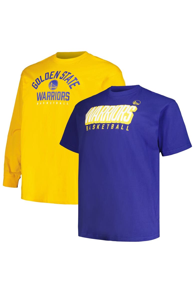 Men's Fanatics Branded Royal/Gold Golden State Warriors Big & Tall Short Sleeve & Long Sleeve T-Shirt Set, Alternate, color, Royal