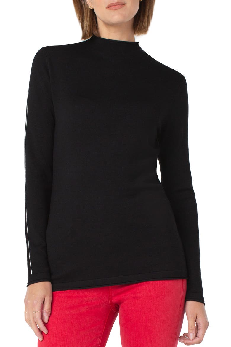 Rolled Hem Sweater, Main, color, BLACK