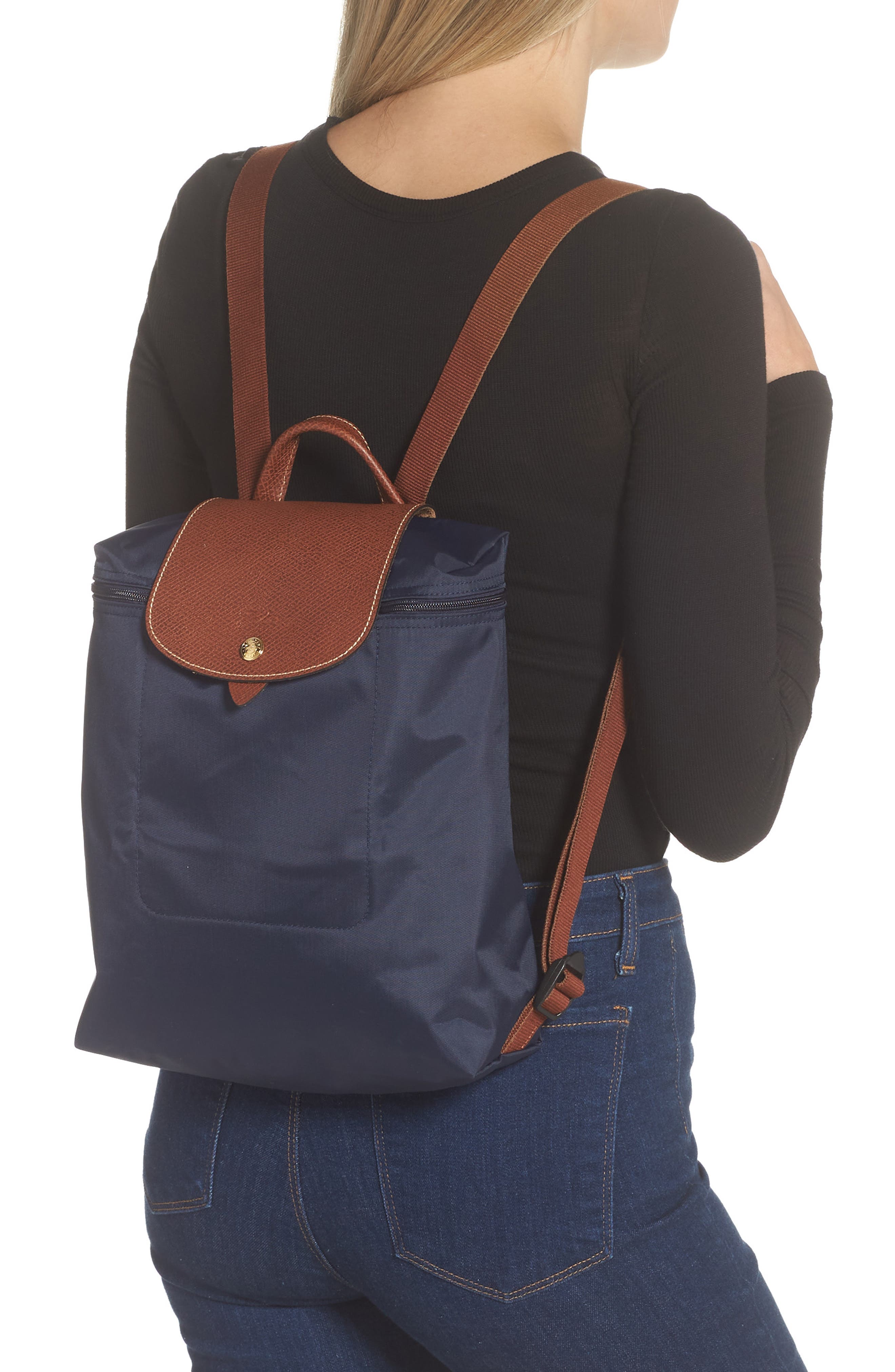 Longchamp Le Pliage Nylon Canvas Backpack, Alternate, color, Marine