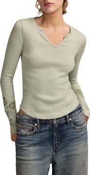 Lucky Brand Cutwork Detail Cotton Rib Top