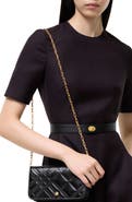 Burberry Embossed Check Chain Strap Wallet