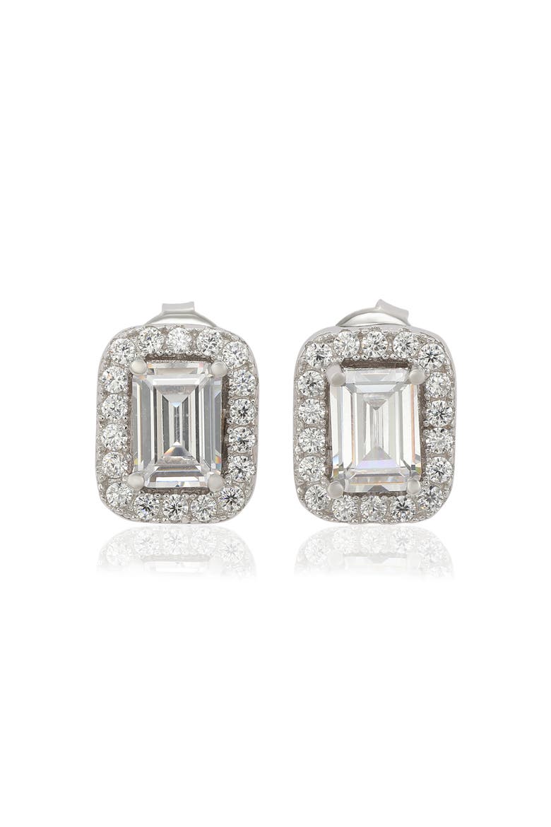 Sterling Silver Cubic Zirconia Stud Earrings, Main, color, SILVER