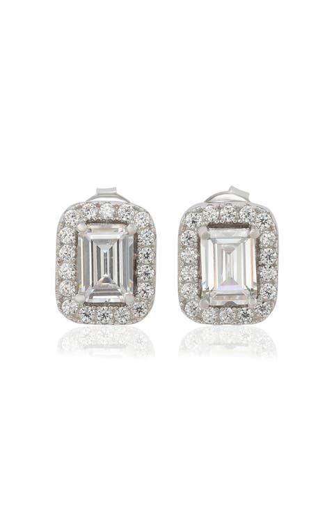 Sterling Silver Cubic Zirconia Stud Earrings