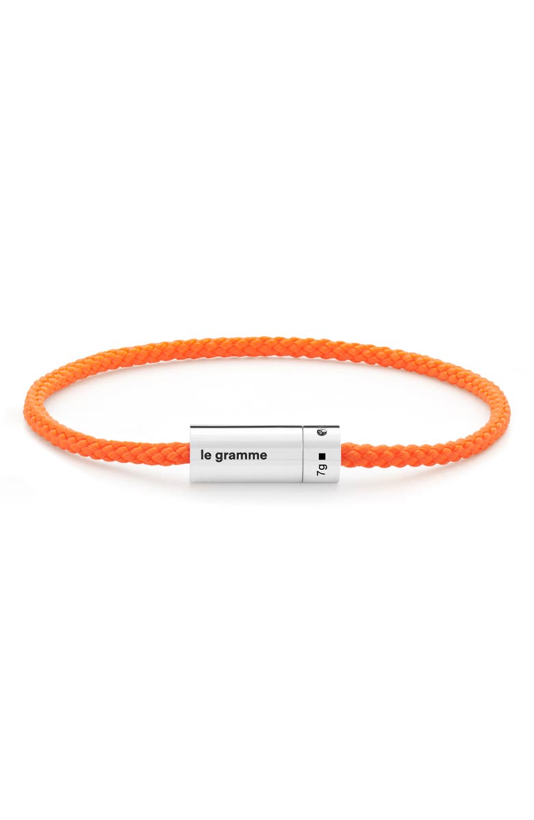 le gramme 7G Nato Polished Sterling Silver Orange Cable Bracelet, Main, color,