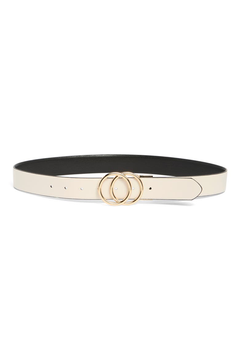 Double Circle Buckle Reversible Belt, Alternate, color, BLACK BONE