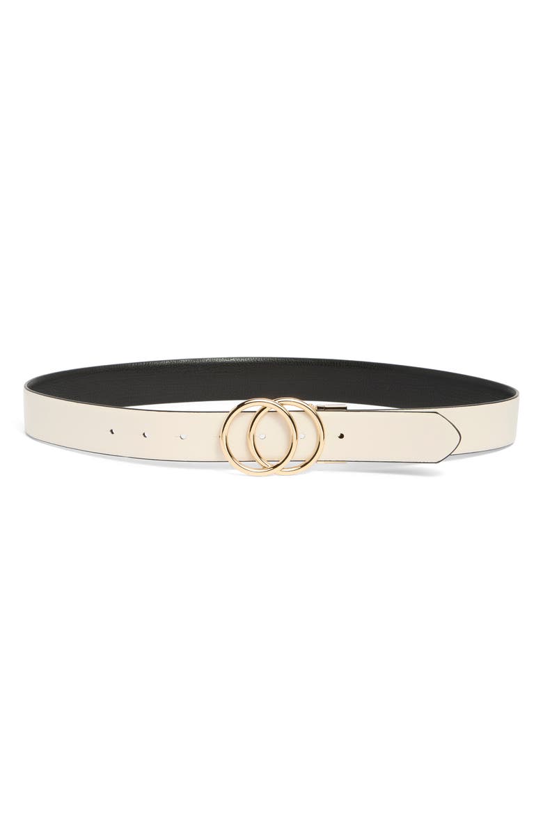 Vince Camuto Double Circle Buckle Reversible Belt, Alternate, color, Black Bone