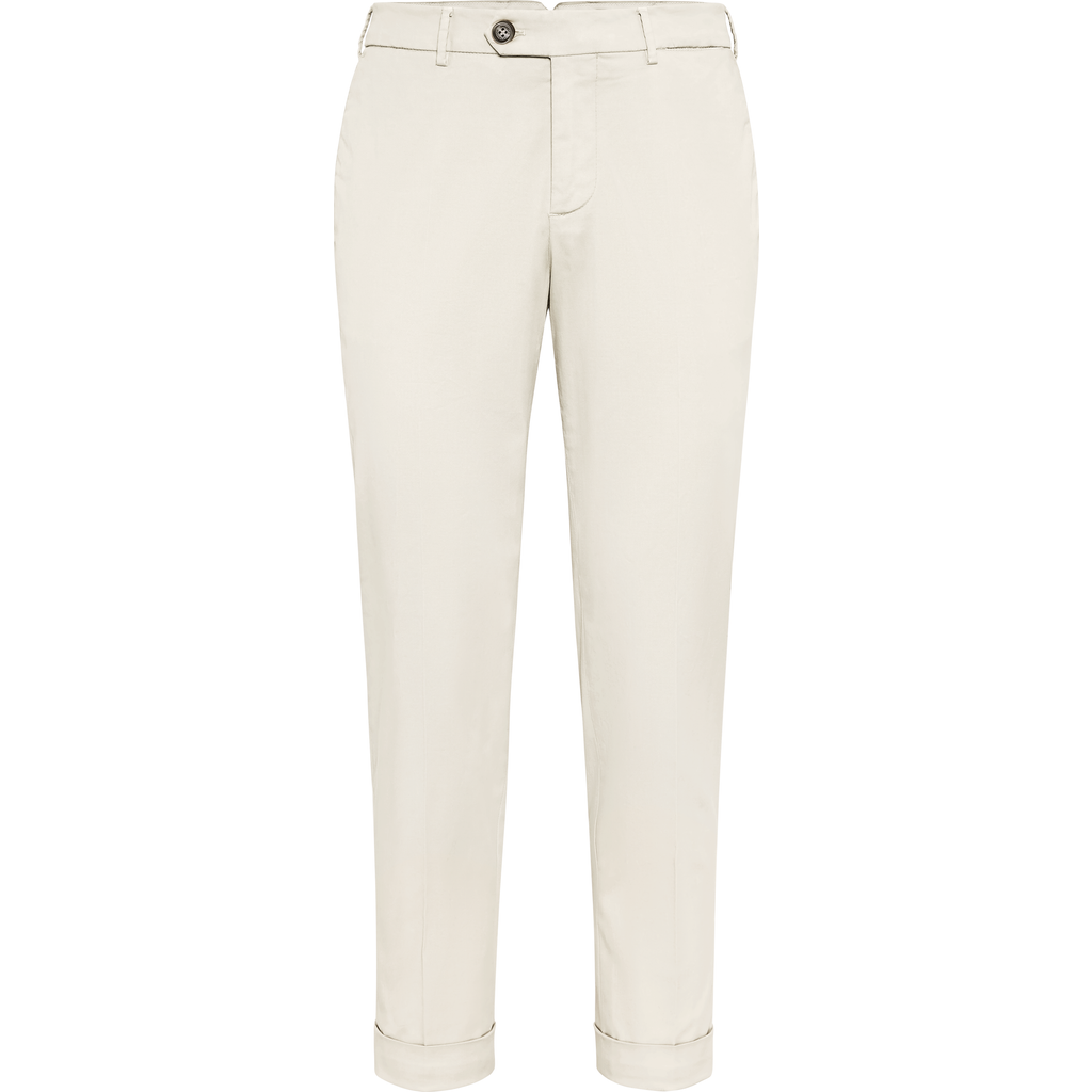 Brunello Cucinelli Gabardine Garment Dyed Trousers In Light Brown