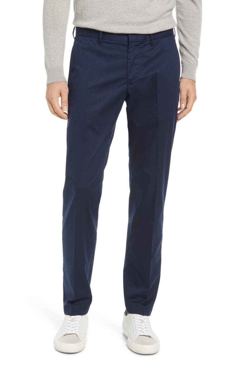 Nordstrom Slim Fit CoolMax<sup>®</sup> Flat Front Performance Chinos, Main, color, Navy Blazer