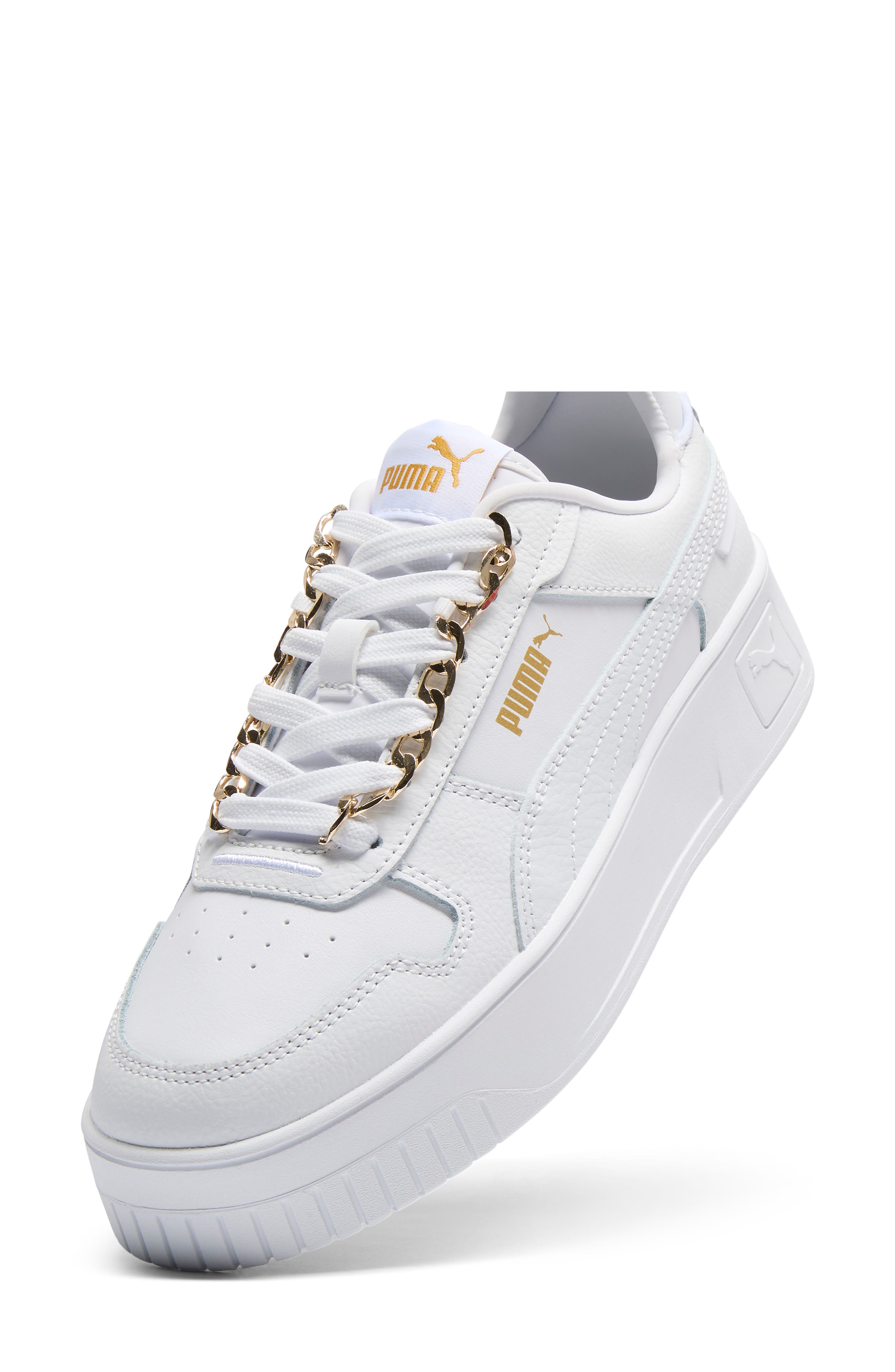 Carina Street Bling Leather Platform Sneaker, Alternate, color, PUMA WHITE/ PUMA WHITE/ GOLD