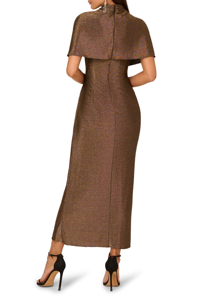 Side Ruched Metallic Knit Gown, Alternate, color, GOLD