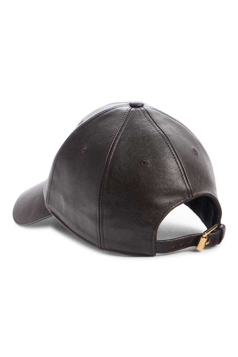 Embossed Logo Leather Baseball Cap, Alternate, color, CHOCOLATE