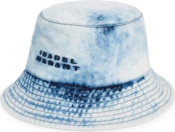 Isabel Marant Giorgia Embroidered Acid Wash Denim Bucket Hat