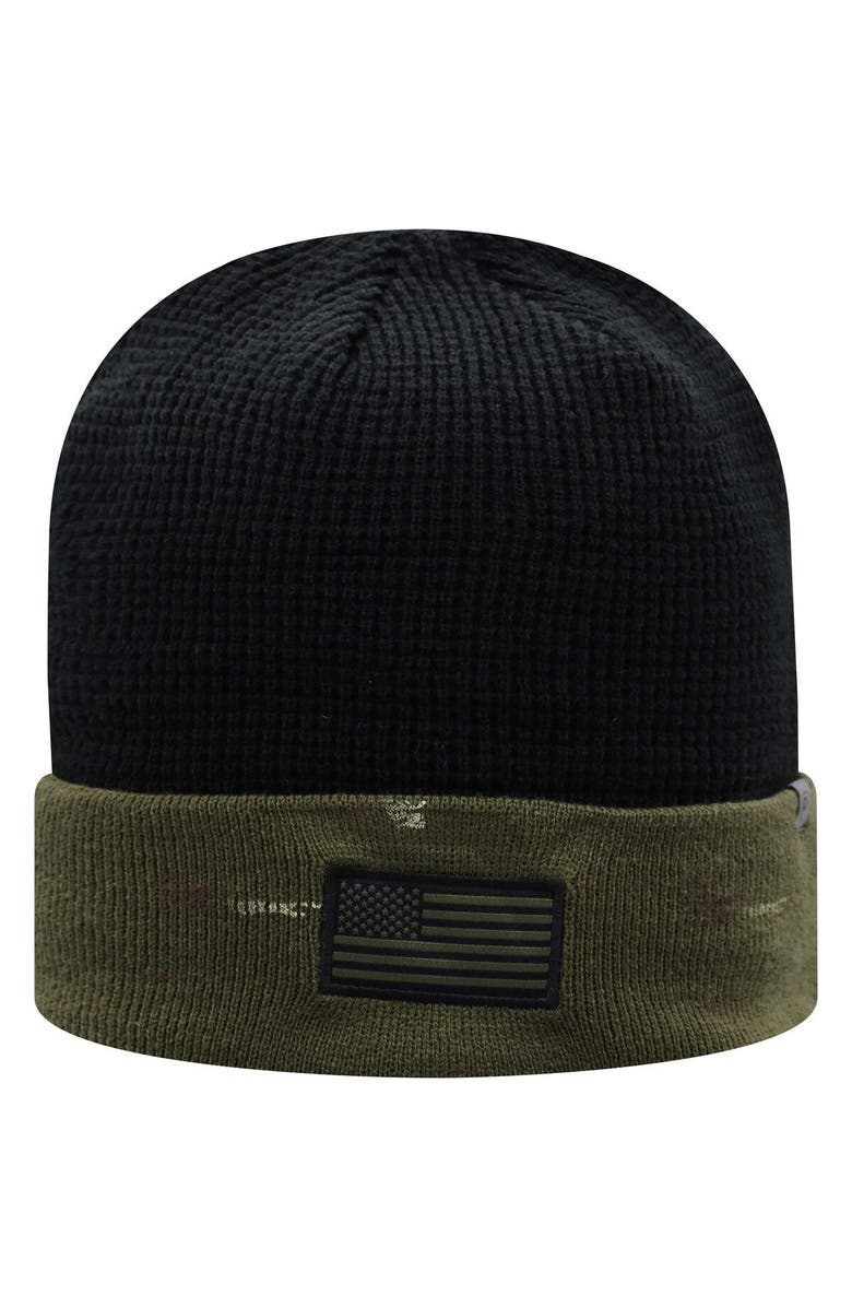 TOP OF THE WORLD Men's Top of the World Olive/Black Virginia Tech Hokies OHT Military Appreciation Skully Cuffed Knit Hat, Alternate, color, 