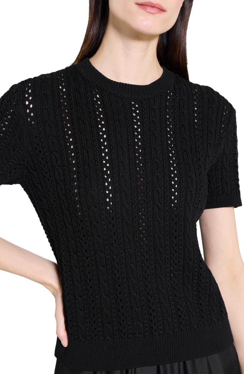 Theory Cable Stitch Short Sleeve Sweater, Alternate, color, 