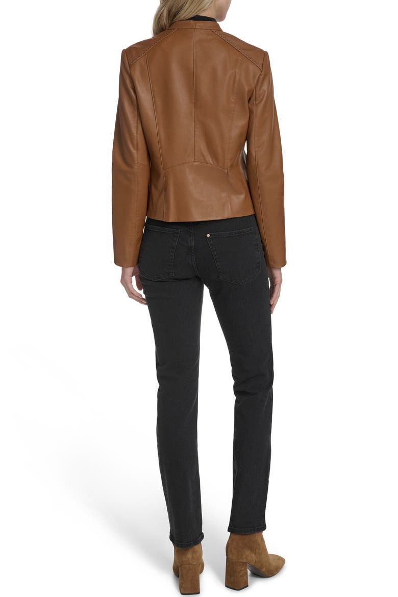 Band Collar Racer Jacket, Alternate, color, HAZELNUT