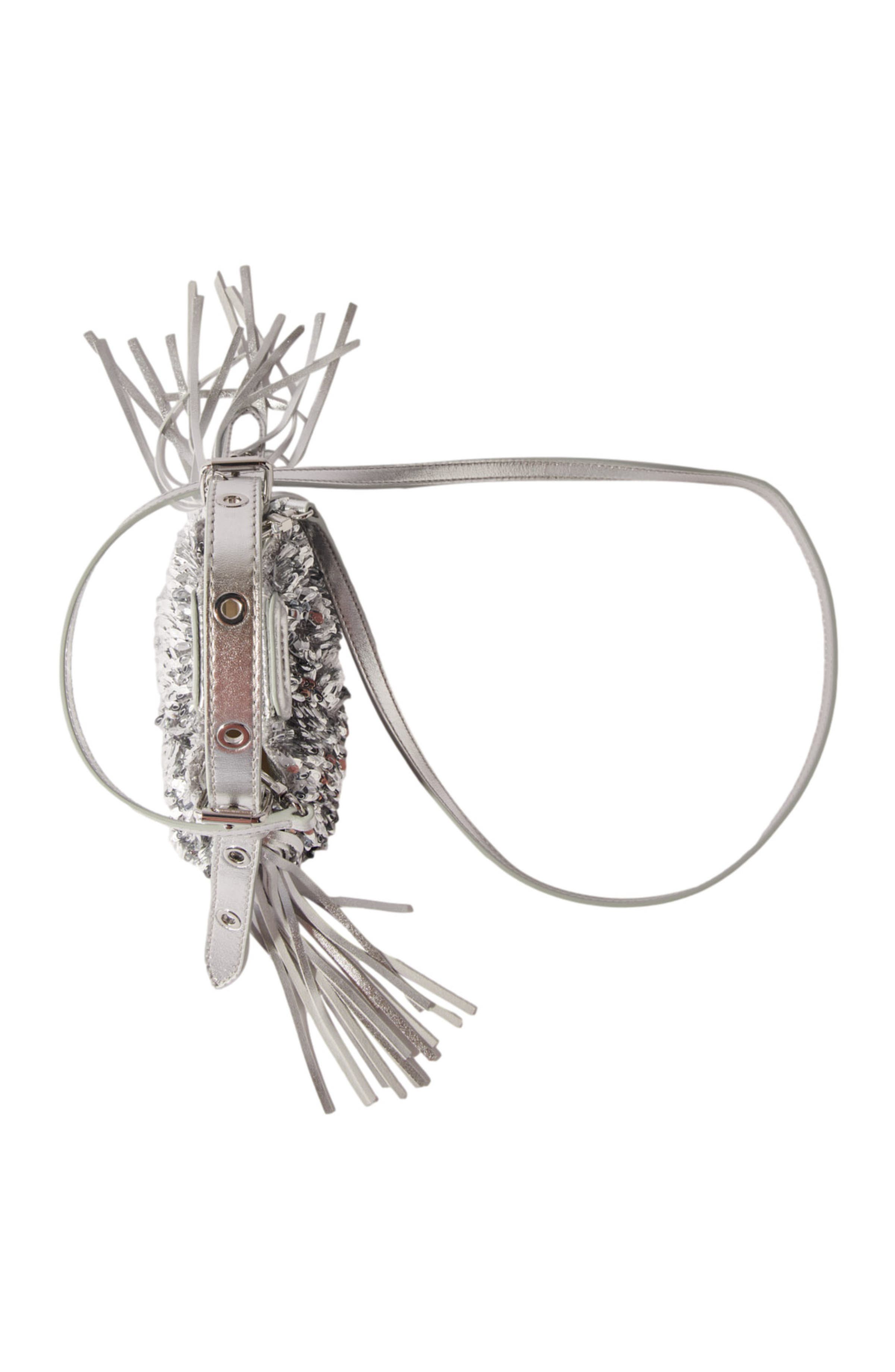 maje Miss M Nano bag with silver sequins, Alternate, color, 