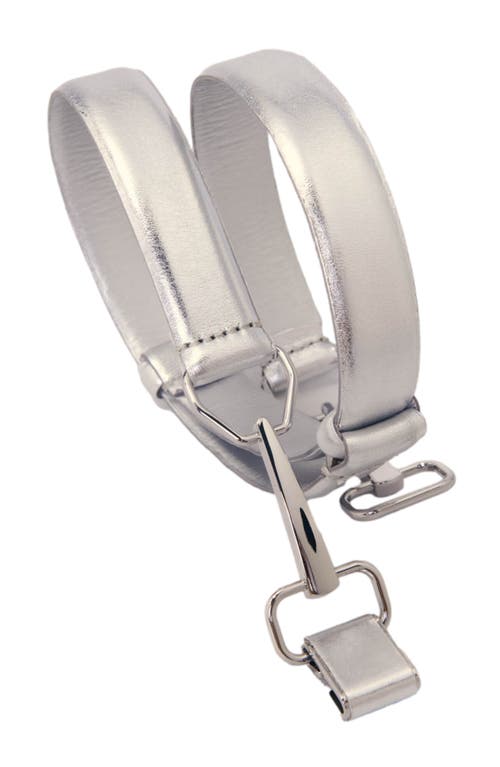 Maje Metallic Leather Belt In Silver