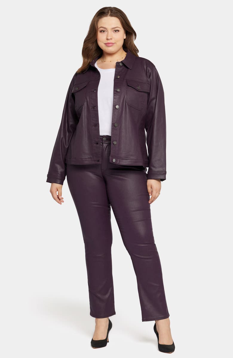 NYDJ Coated Stretch Denim Jacket, Alternate, color, Eggplant Coated