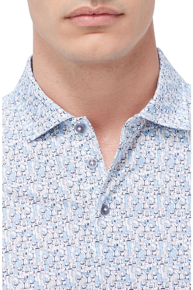 Victor OoohCotton® Barware Print Polo, Alternate, color, AIR BLUE