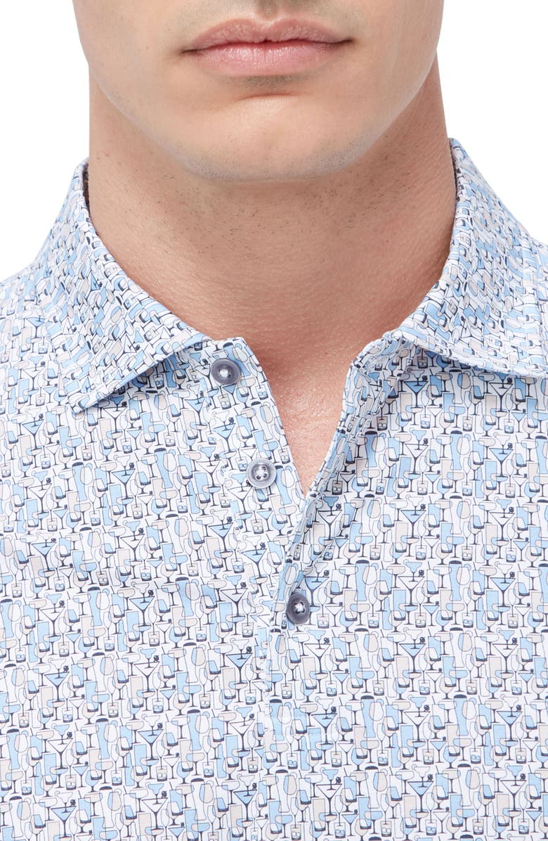 Bugatchi Victor OoohCotton<sup>®</sup> Barware Print Polo, Alternate, color, Air Blue