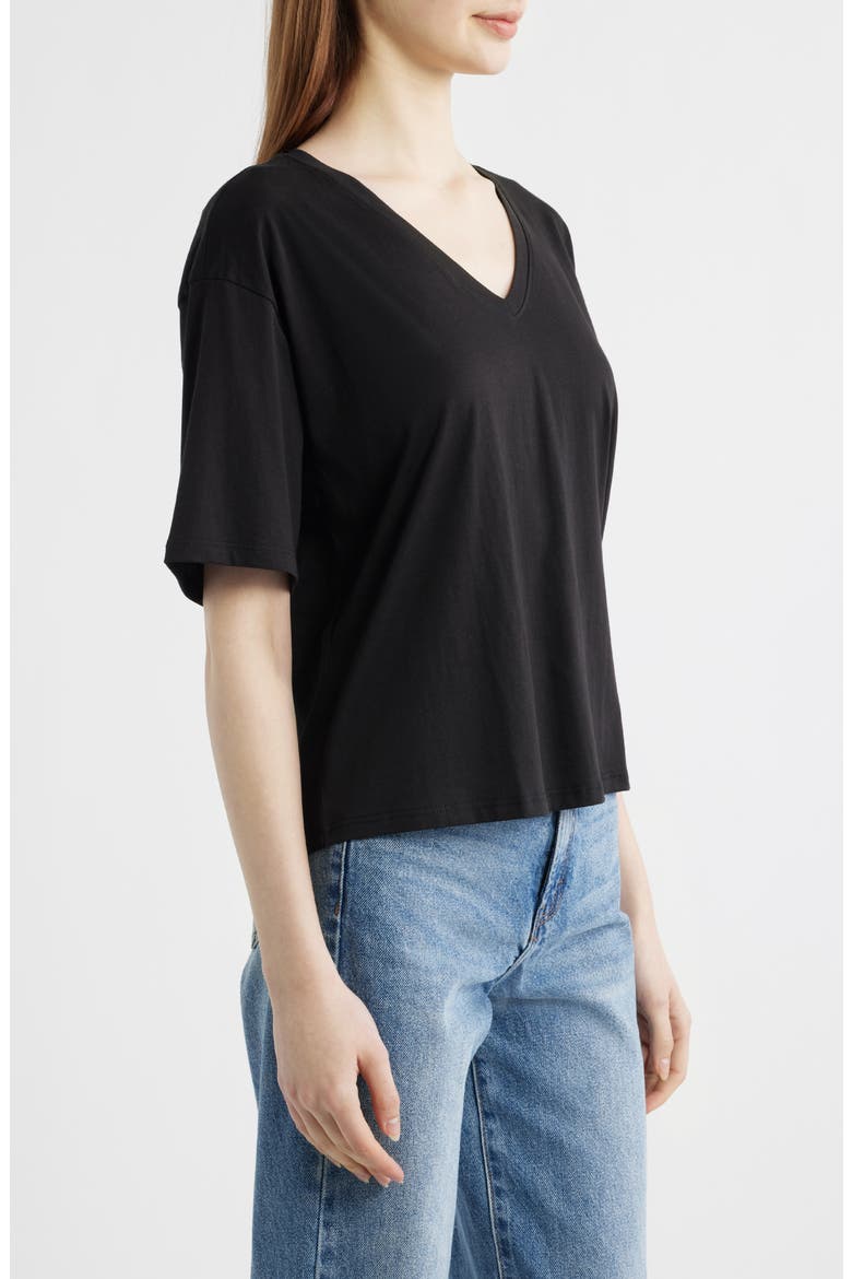 V-Neck Organic Cotton T-Shirt, Alternate, color, BLACK