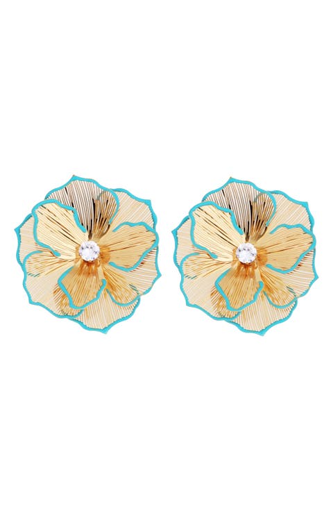 Cubic Zirconia Flower Earrings