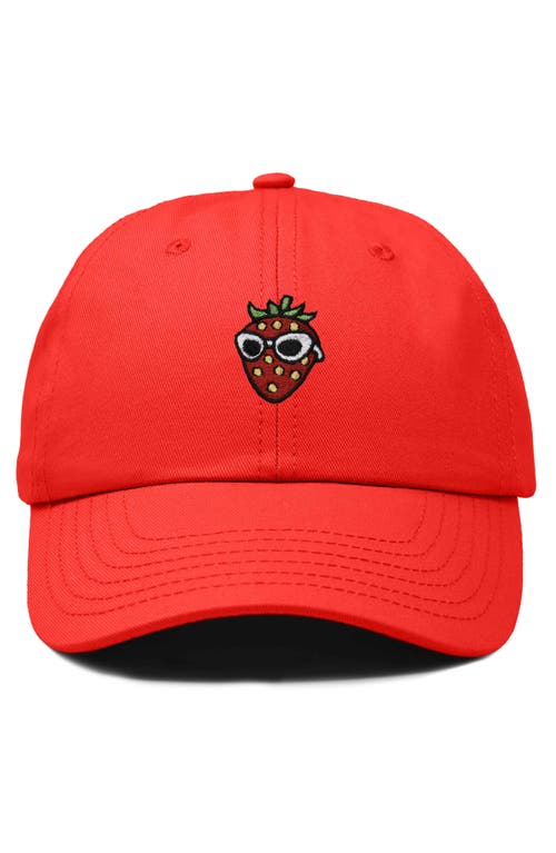 Dalix Strawberry Embroidered Casual Cap In Red