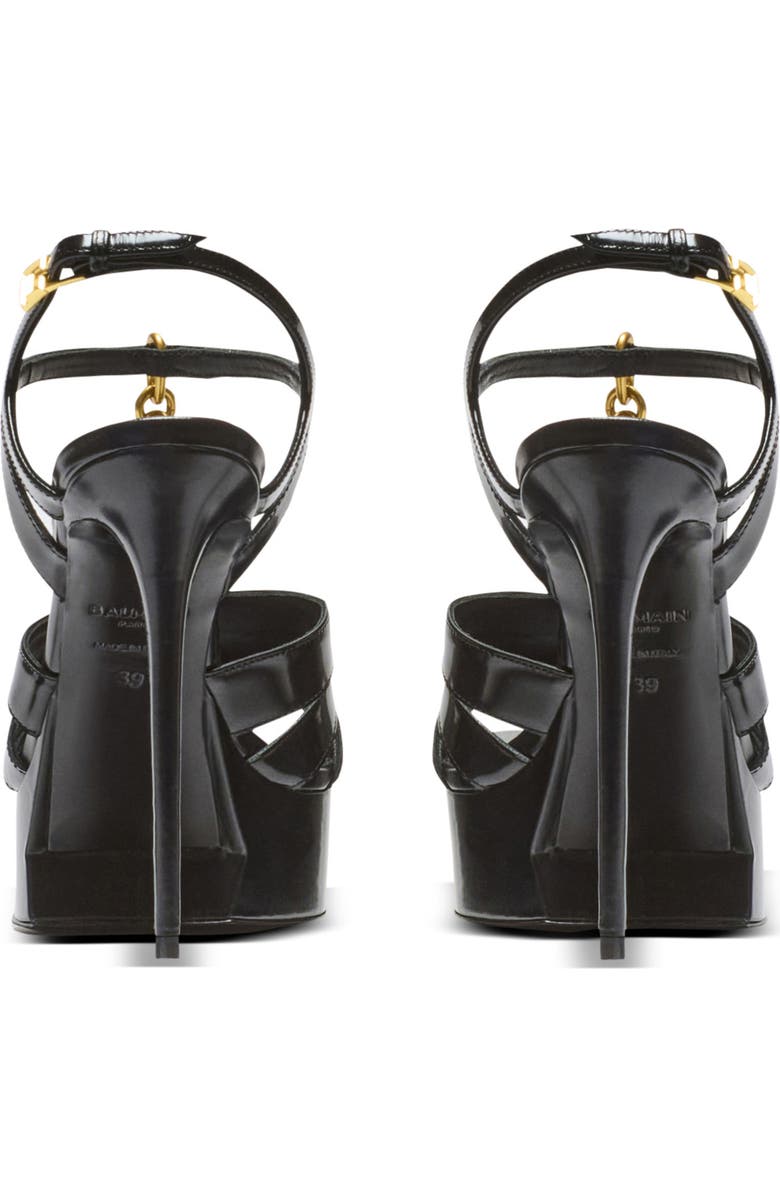 Balmain Sync platform sandals in patent lambskin, Alternate, color, Black