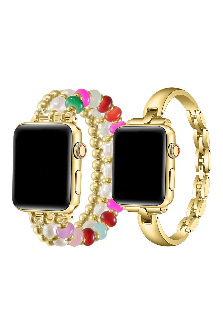 Jasmine Alexis 2-Pack Apple Watch® Watchbands, Alternate, color, GOLD