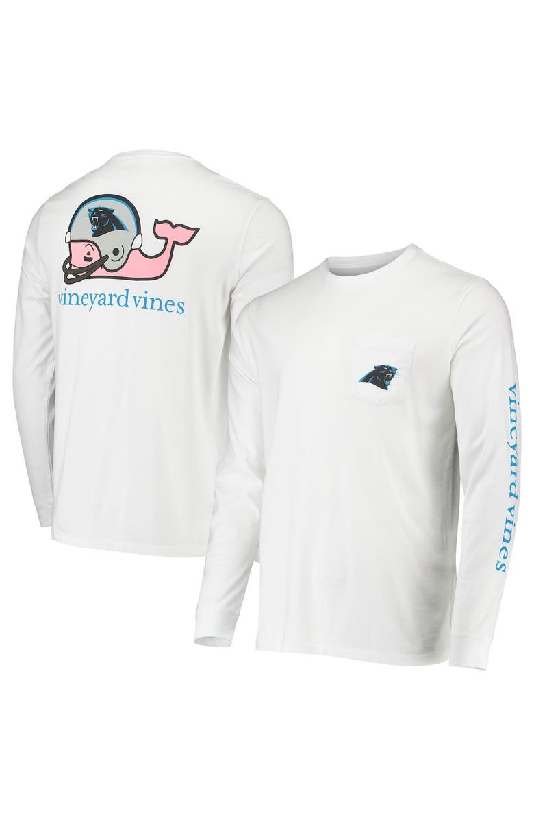 vineyard vines Men's Vineyard Vines White Carolina Panthers Whale Helmet Long Sleeve T-Shirt, Main, color, 