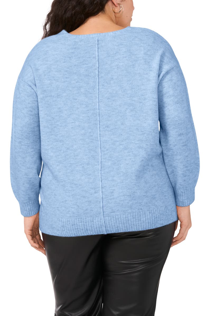 Vince Camuto V-Neck Cozy Sweater, Alternate, color, Blue Heather 015