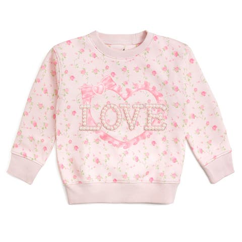 Pink Rose Love Patch Sweatshirt (Baby, Toddler, Little Kid 
Big Kid)