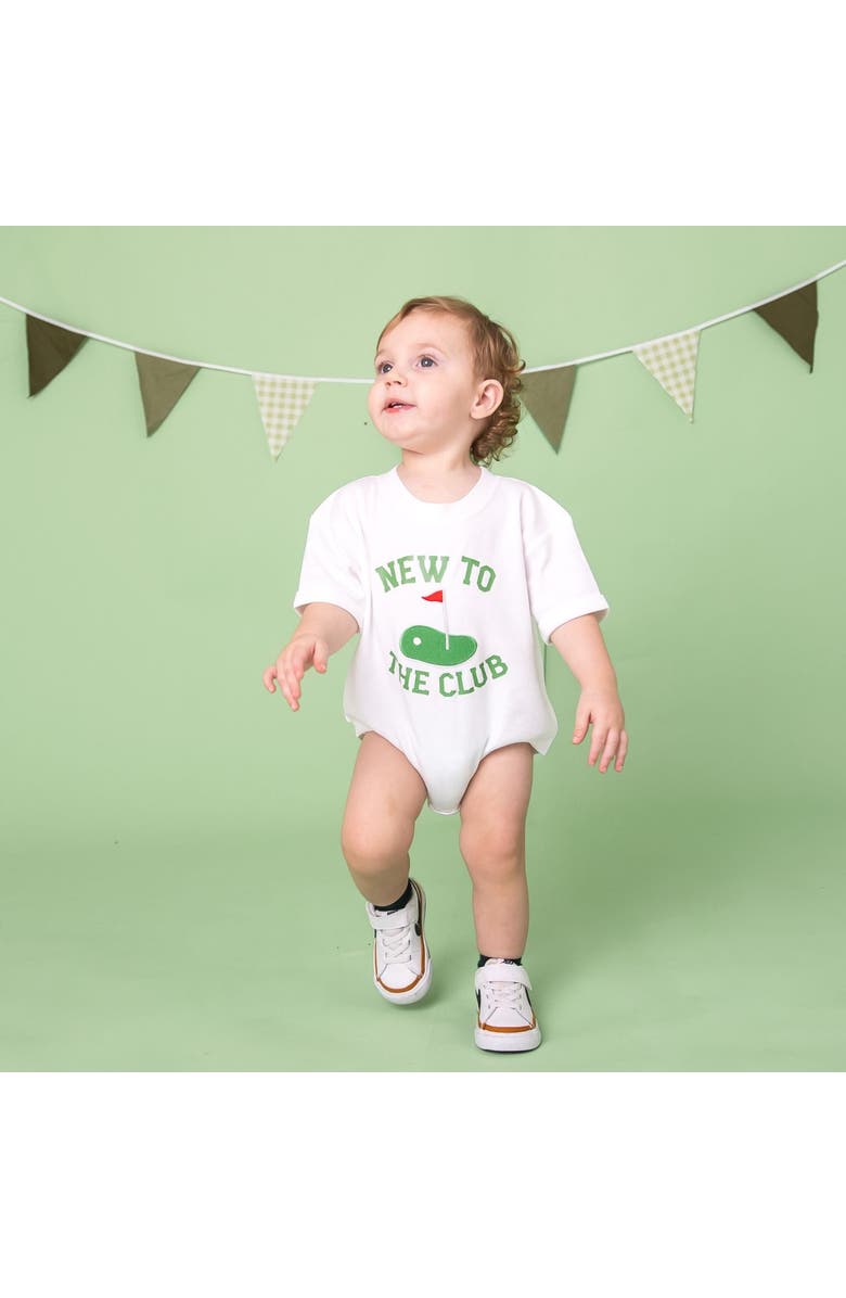 Sweet Wink New To The Club Patch Short Sleeve Romper, Alternate, color, Natural