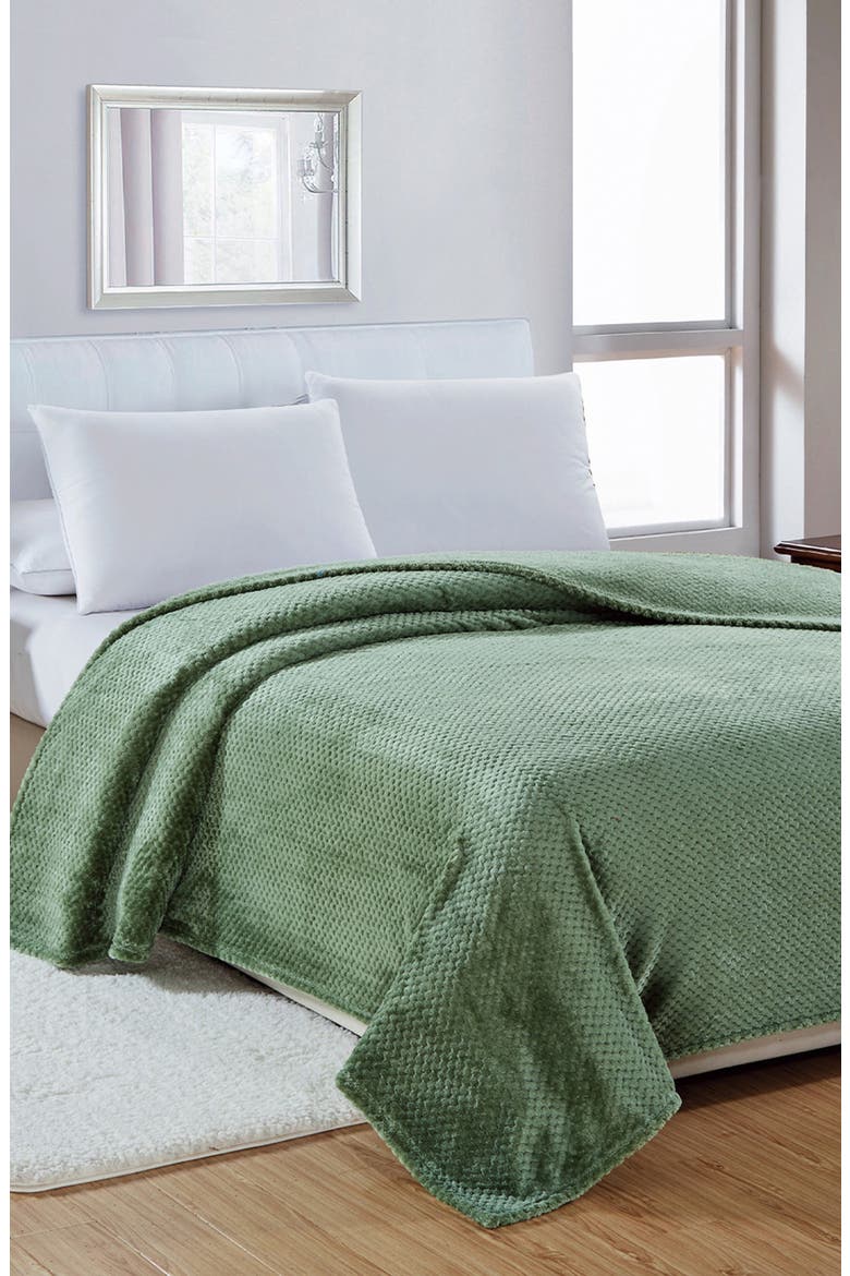 Textured Fleece Throw Blanket, Alternate, color, GREEN
