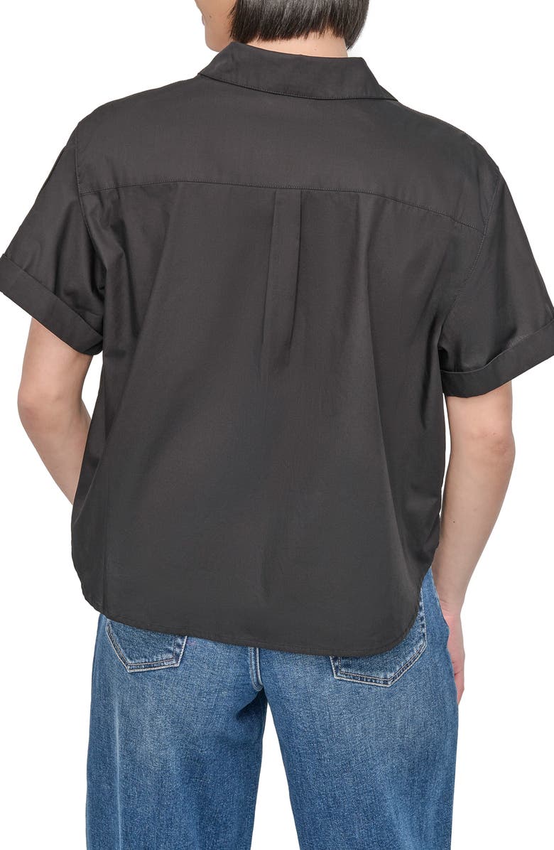 DKNY Pins & Patches Short Sleeve Button-Up Shirt, Alternate, color, 